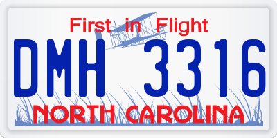NC license plate DMH3316