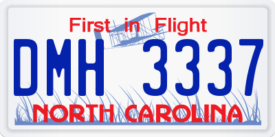 NC license plate DMH3337