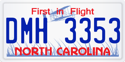 NC license plate DMH3353