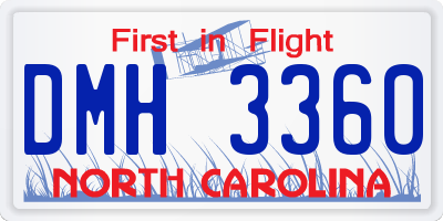 NC license plate DMH3360