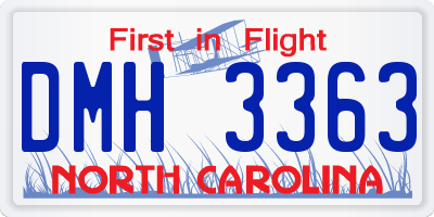 NC license plate DMH3363