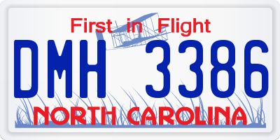 NC license plate DMH3386