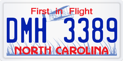 NC license plate DMH3389