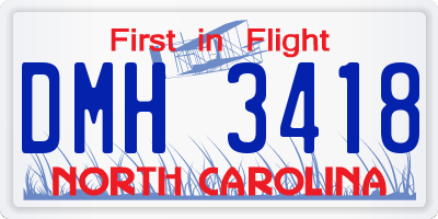 NC license plate DMH3418