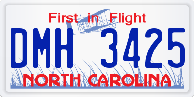 NC license plate DMH3425