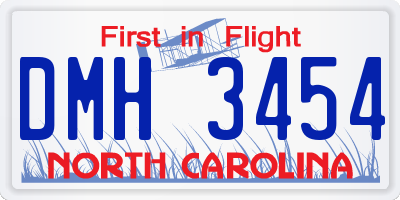 NC license plate DMH3454