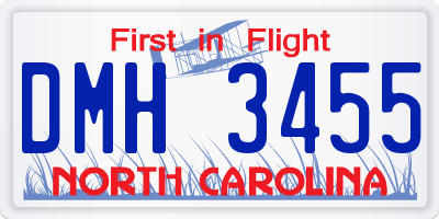 NC license plate DMH3455