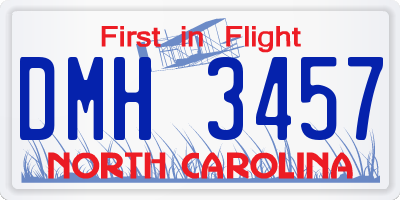 NC license plate DMH3457