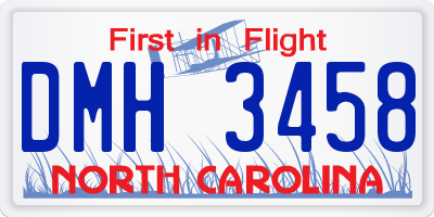 NC license plate DMH3458