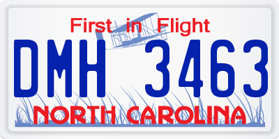 NC license plate DMH3463