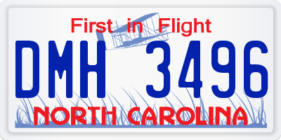 NC license plate DMH3496