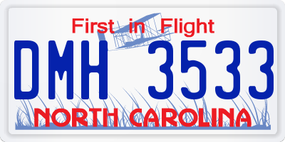 NC license plate DMH3533