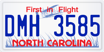 NC license plate DMH3585