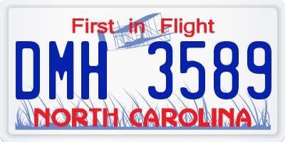 NC license plate DMH3589