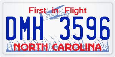 NC license plate DMH3596