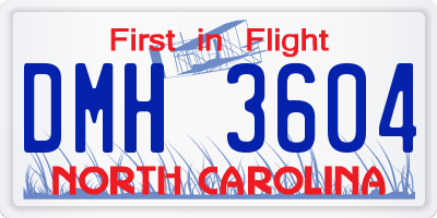 NC license plate DMH3604
