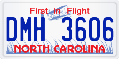 NC license plate DMH3606