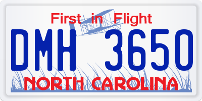 NC license plate DMH3650