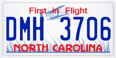 NC license plate DMH3706
