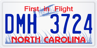 NC license plate DMH3724