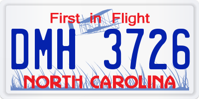 NC license plate DMH3726