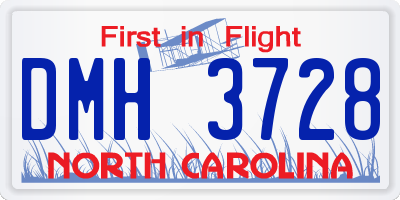 NC license plate DMH3728