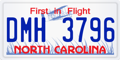 NC license plate DMH3796