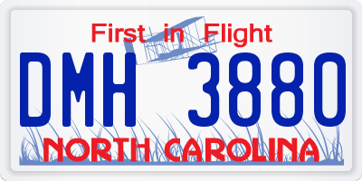 NC license plate DMH3880