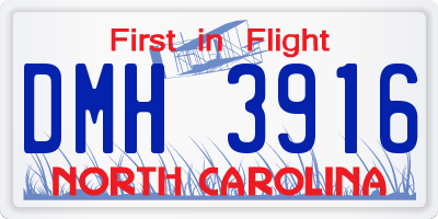 NC license plate DMH3916