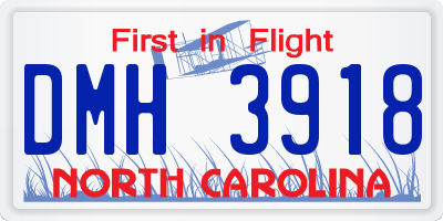 NC license plate DMH3918