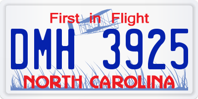 NC license plate DMH3925