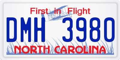 NC license plate DMH3980