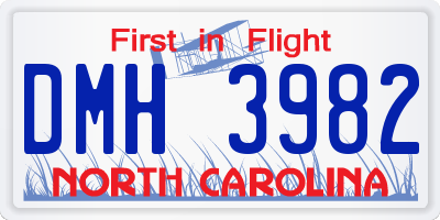 NC license plate DMH3982