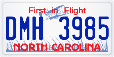 NC license plate DMH3985