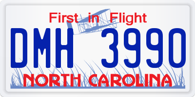 NC license plate DMH3990