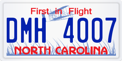NC license plate DMH4007