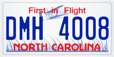 NC license plate DMH4008