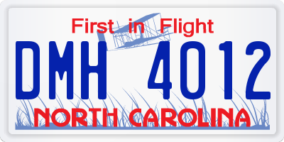 NC license plate DMH4012