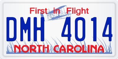 NC license plate DMH4014