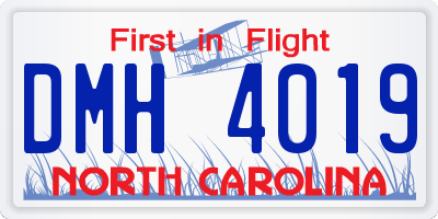 NC license plate DMH4019