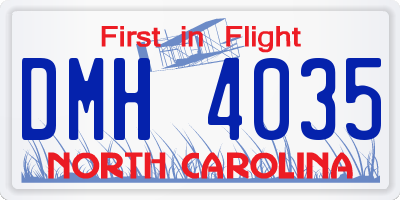 NC license plate DMH4035