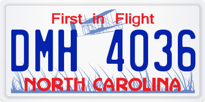 NC license plate DMH4036