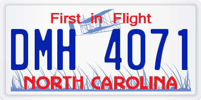 NC license plate DMH4071