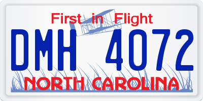 NC license plate DMH4072