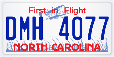 NC license plate DMH4077