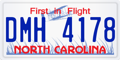 NC license plate DMH4178