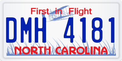 NC license plate DMH4181