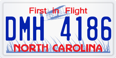 NC license plate DMH4186