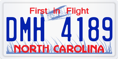 NC license plate DMH4189