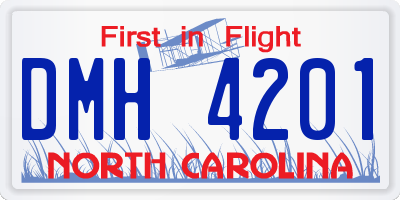NC license plate DMH4201